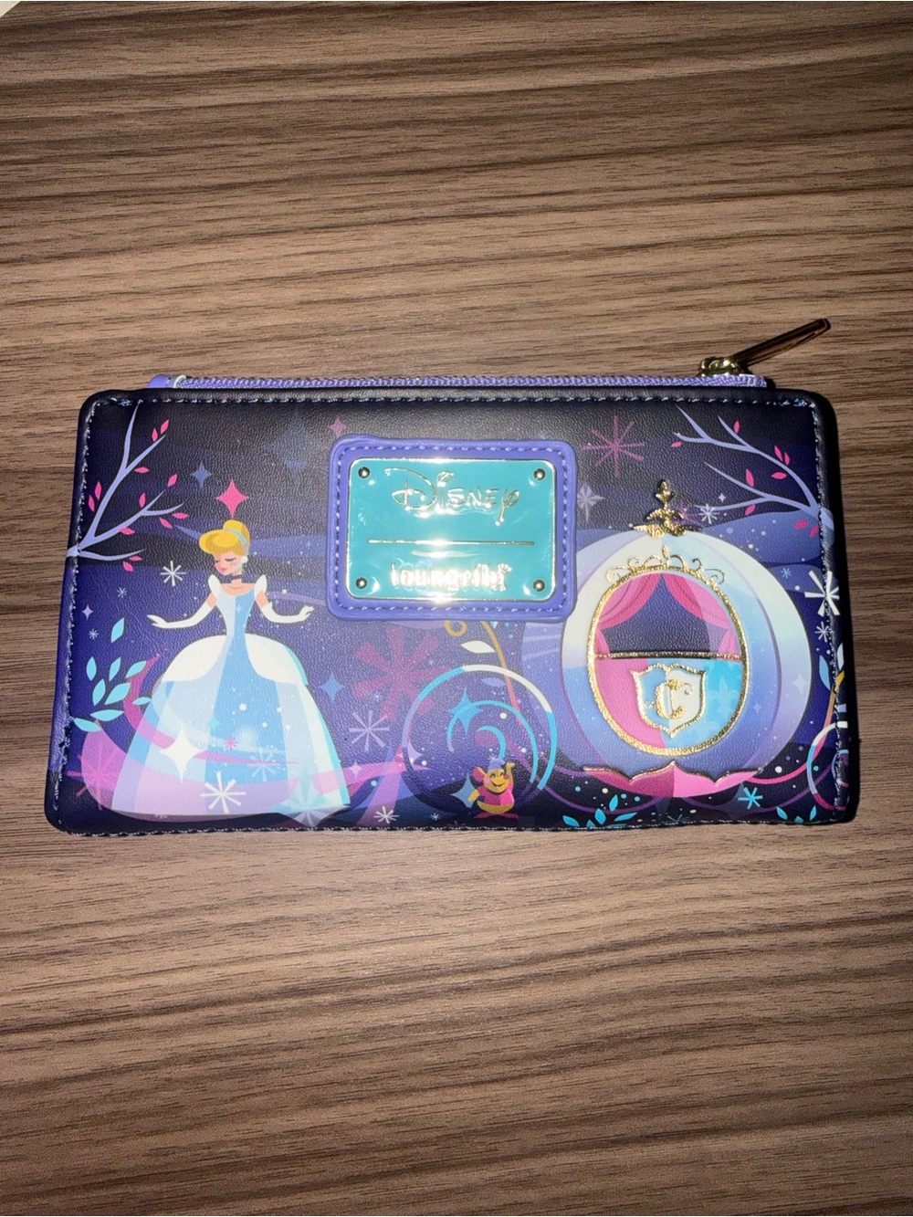 Loungefly Cinderella Purple Zip Wallet with Teal Plaque
